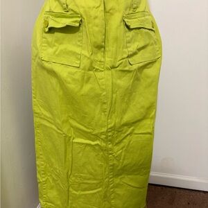 High-Waist Lime Green Cargo Pencil Skirt